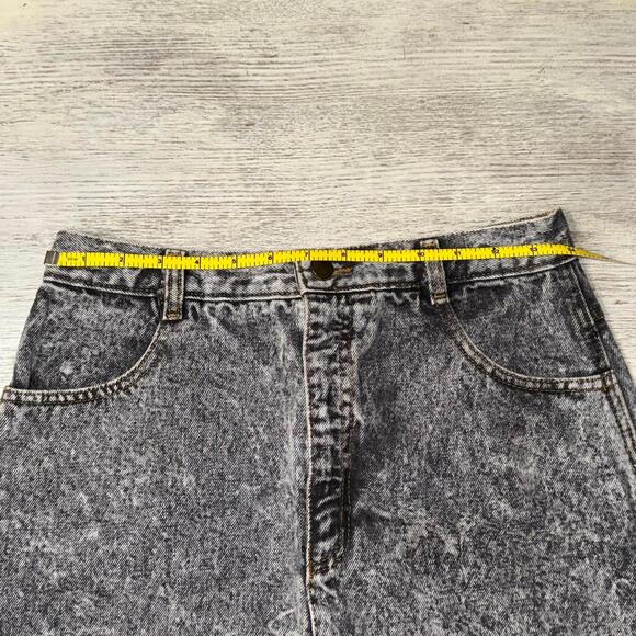 EUC The Clothing Academy 80s Vintage Black Acid Wash Denim Skirt Size 28 - Picture 3 of 6